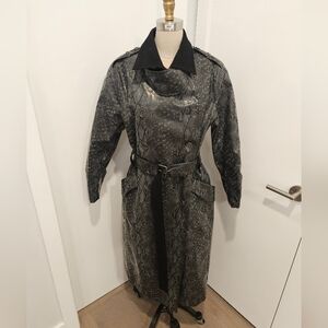 Zara Gray Snake Print Trench Coat